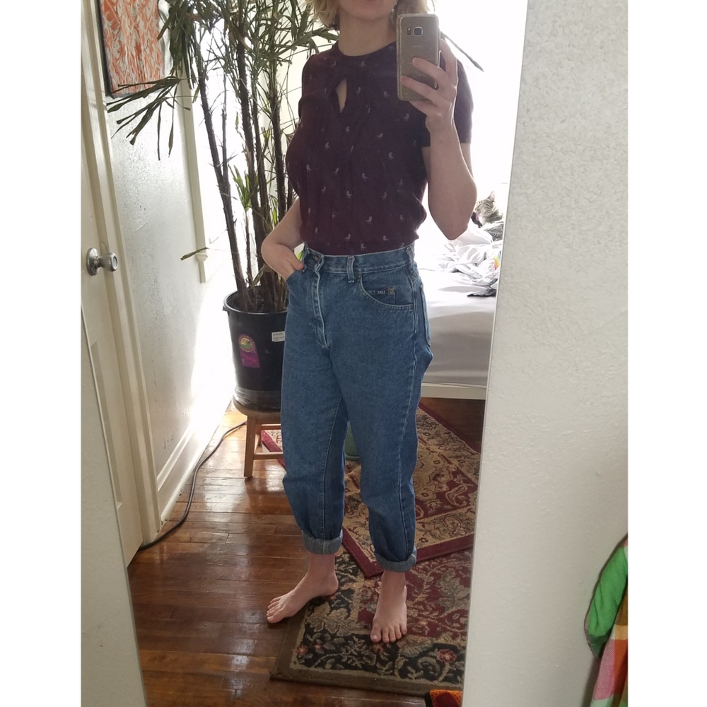 ModCloth Burgundy Dinosaur Blouse